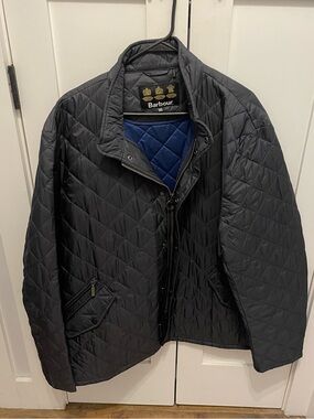 Barbour Navy Quilted Jacket with Blue Interior
